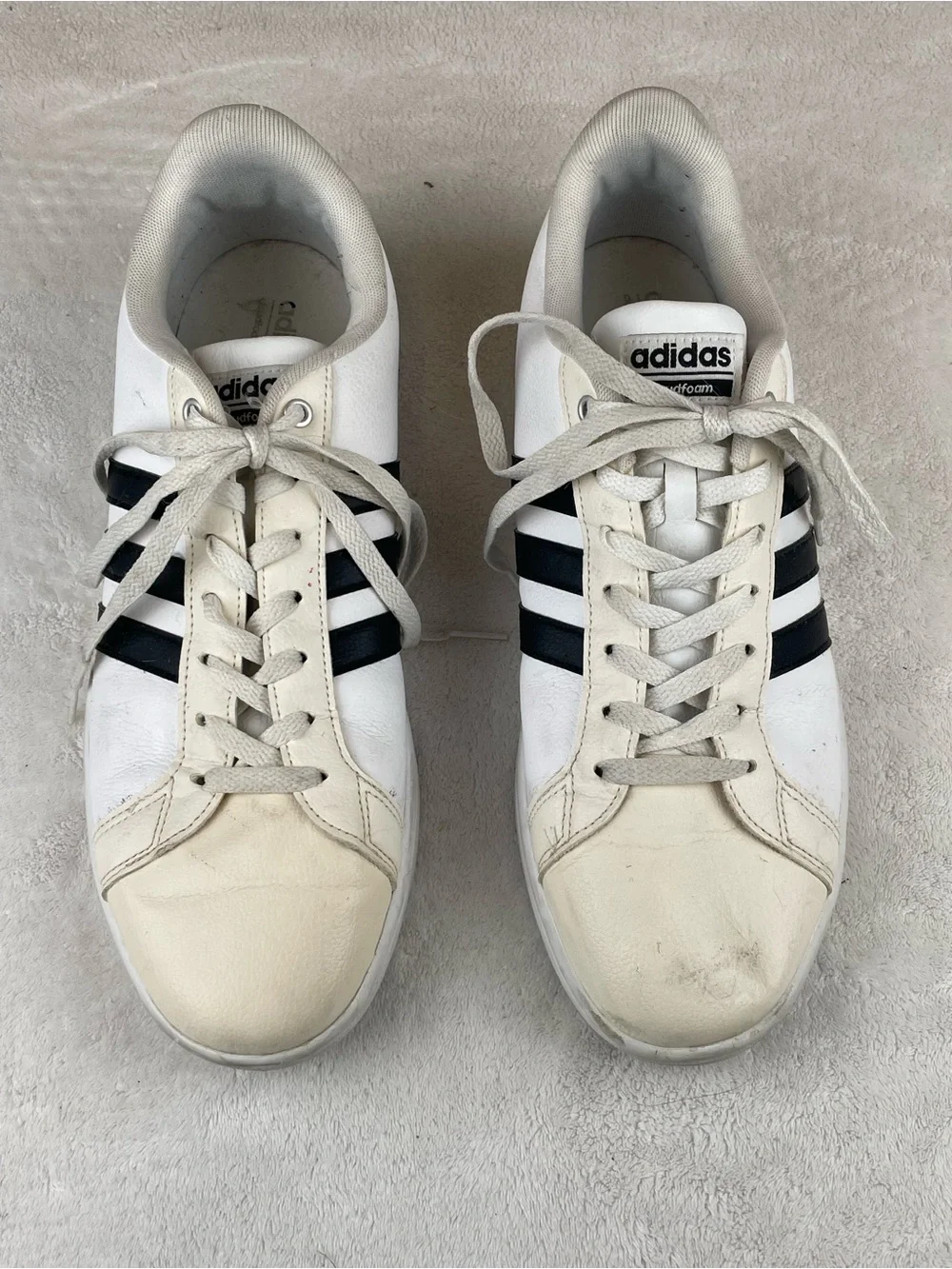 adidas Neo Cloud White Sneakers with Black Three Stripes